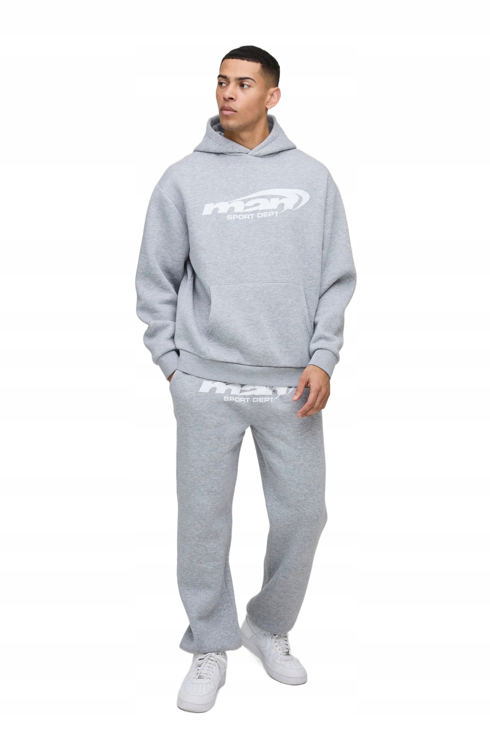 Boohooman Šedý Teplákovka Pánský Komplet S Kapucí A Potiskem Sport Xs Z3A