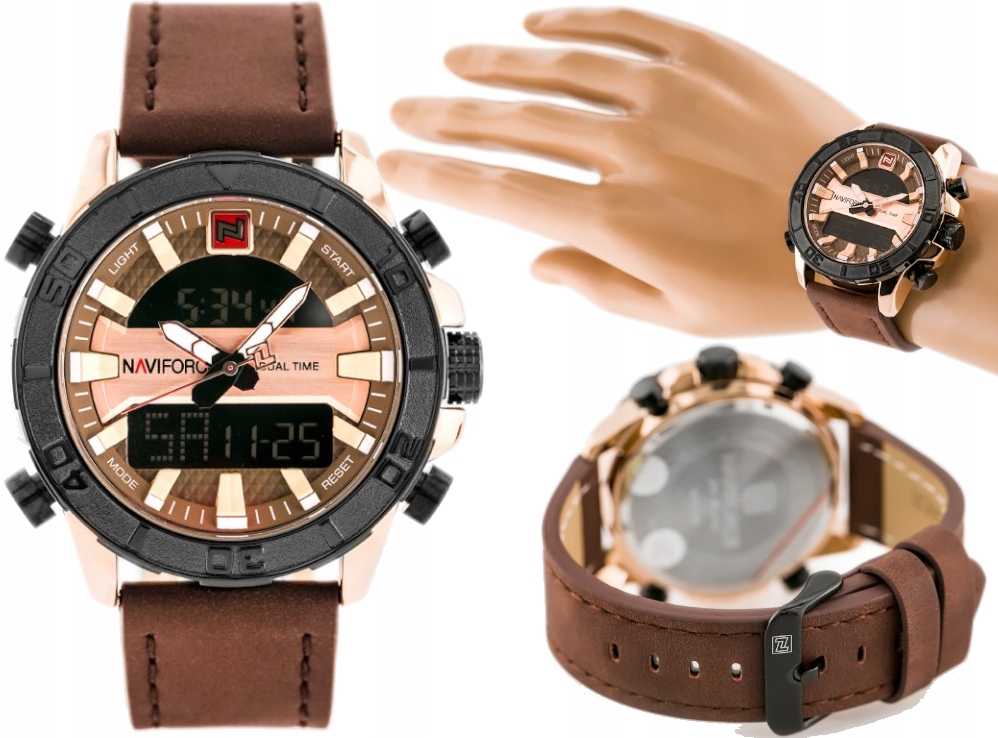 

Piękny Skórzany Zegarek Męski Naviforce Kalendarz