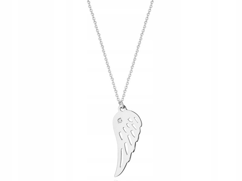 Zlatý náhrdelník 585 bílé křídlo s briliantem, moderní módní vzor 14k