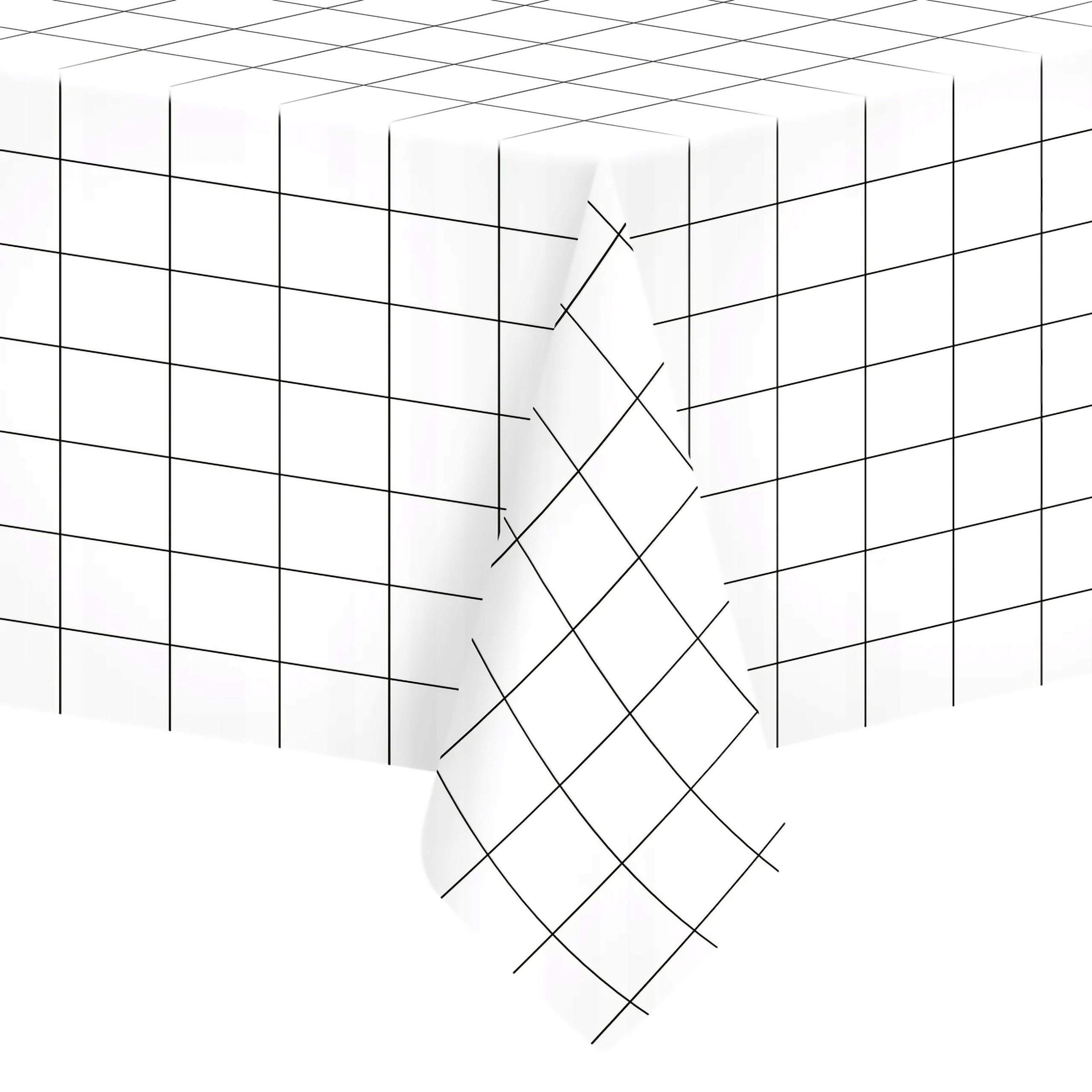 Obrus biały w kratkę 137x274cm