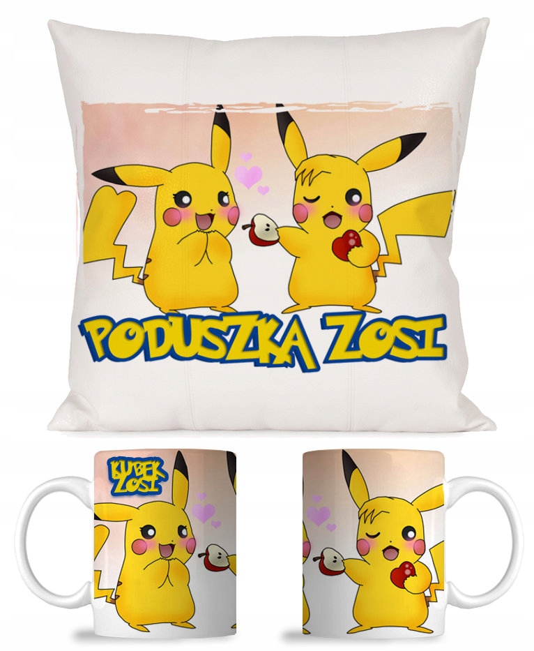 ZESTAW PODUSZKA + KUBEK POKEMON IMIĘ PREZENT
