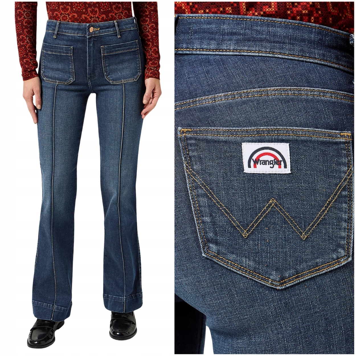 Wrangler Flare Slate Tint tmavé dámské džínové kalhoty se zvony W31 L32