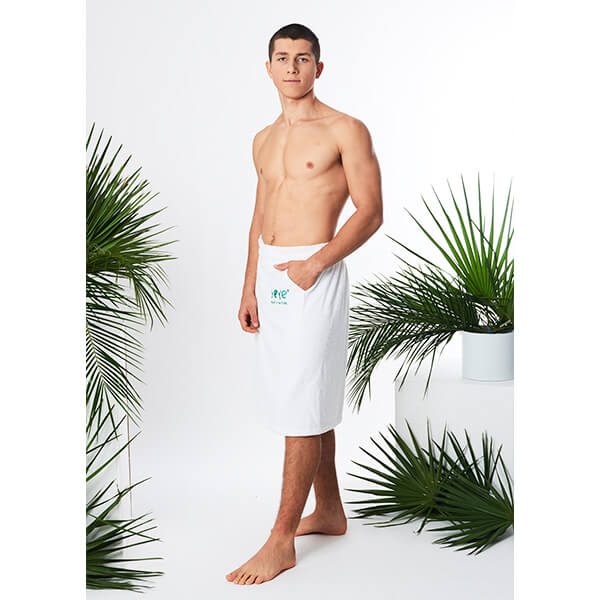 Froté kilt s kapsou vázaný Oeko-tex Yeye Made in Nature S/m Bílý