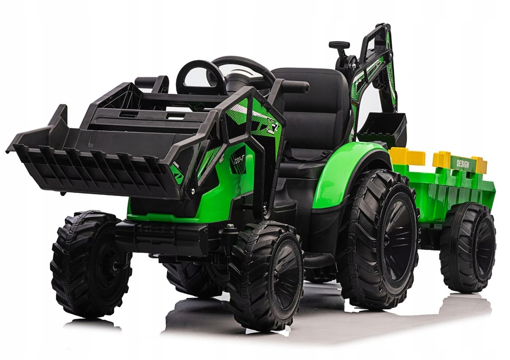 Traktor na Akumulator Dla Dzieci 2X200W 24V7Ah Przyczepka Spychacz Koparka