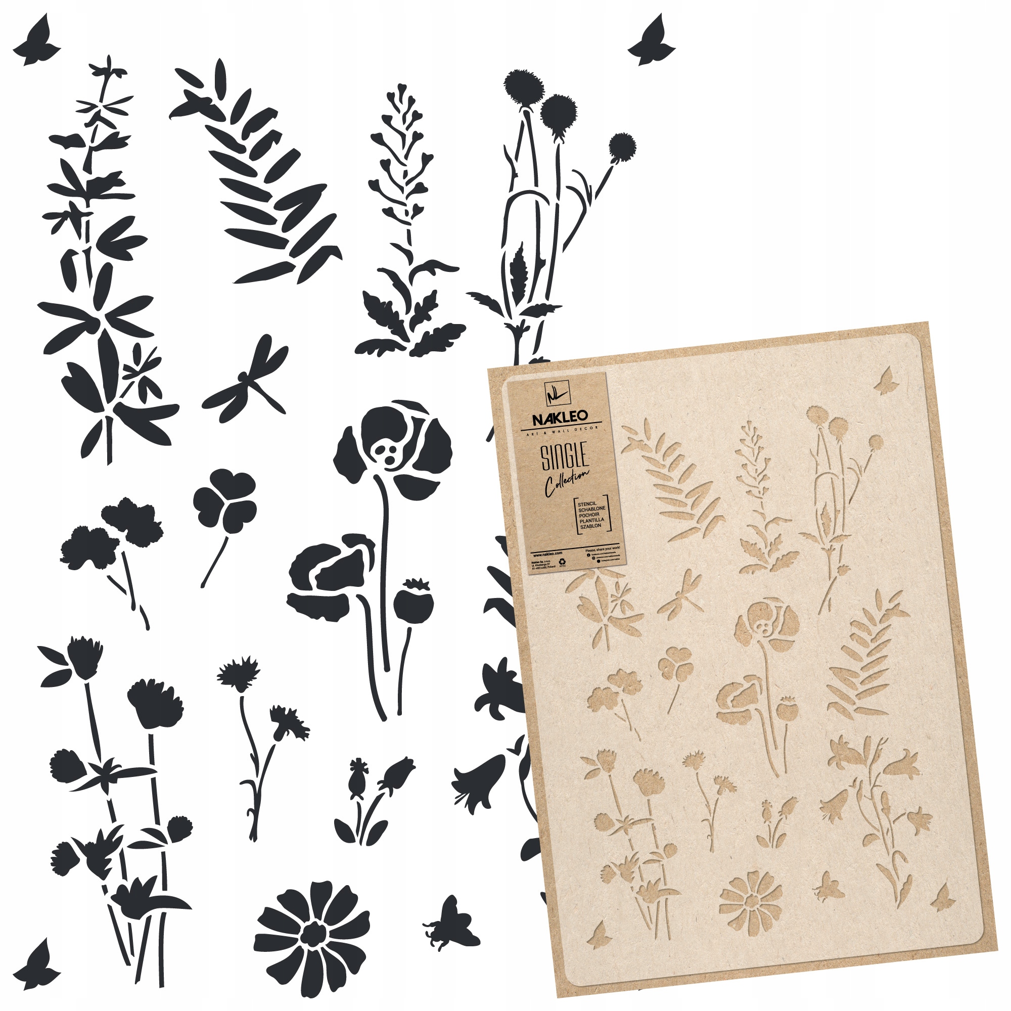 Malířská šablona Vícenásobná L 59x95 cm Polní Květiny na louce Květinová Louka