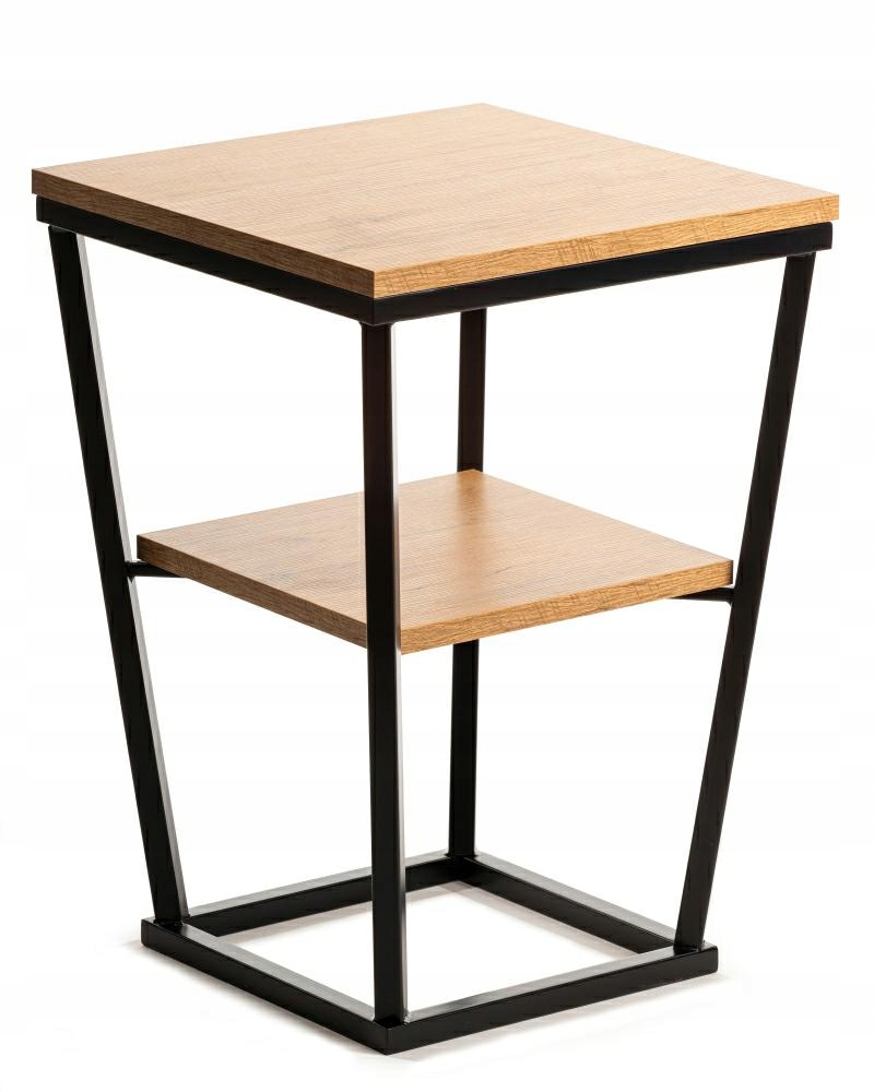 Solidny Stolik Boczny Kawowy Pomocniczy 2-poziomowy Loft do salonu 40x57 cm