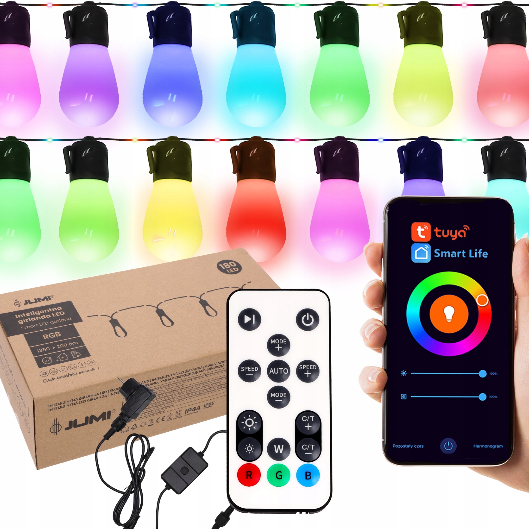 Led Záhradná Girlanda 13.5 M Rgb Smart Ovládaná Aplikáciou Tuya Lampy IP44