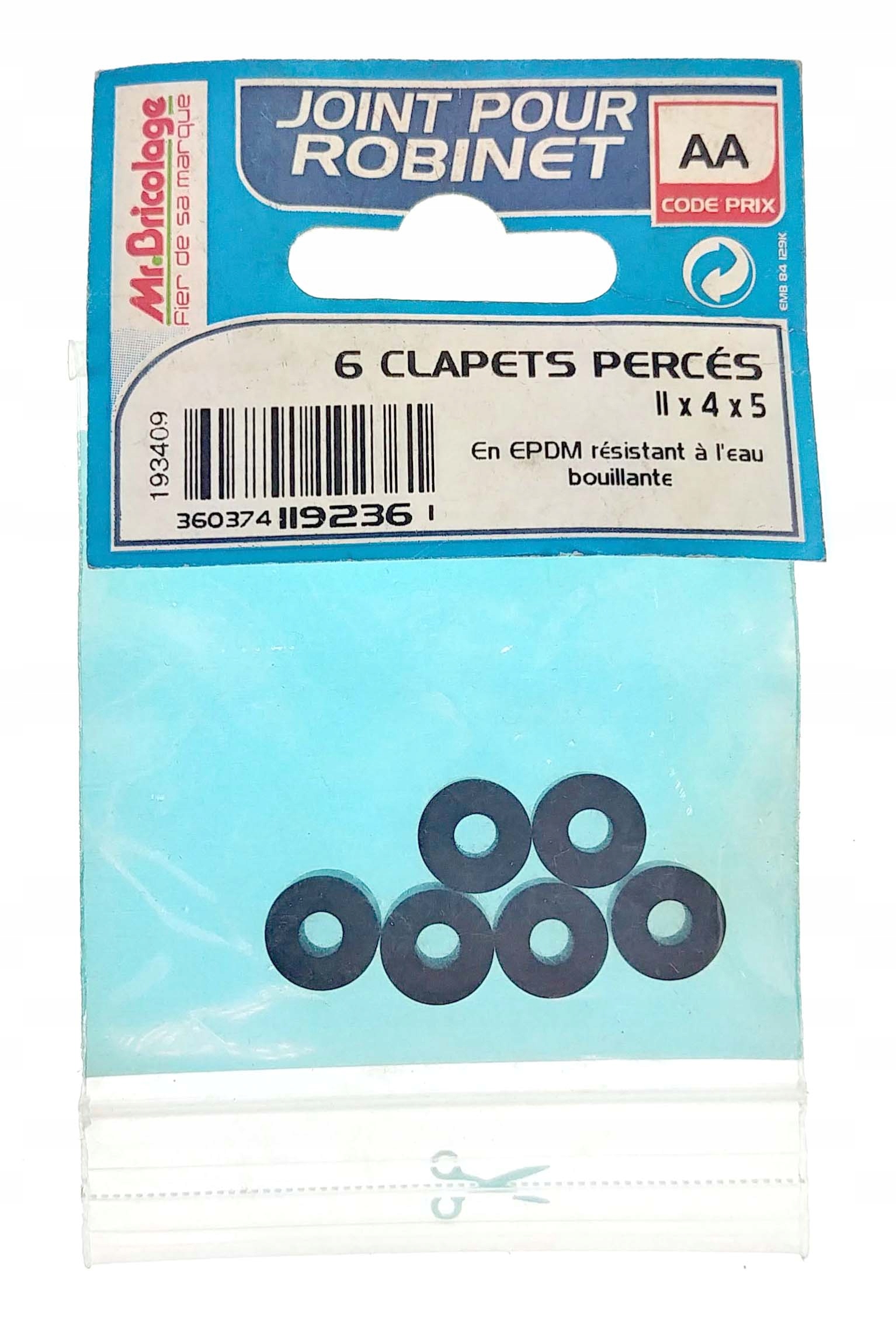 Uszczelki do głowicy kranu 6 sztuk 11x4x5mm EPDM Kod producenta 193409