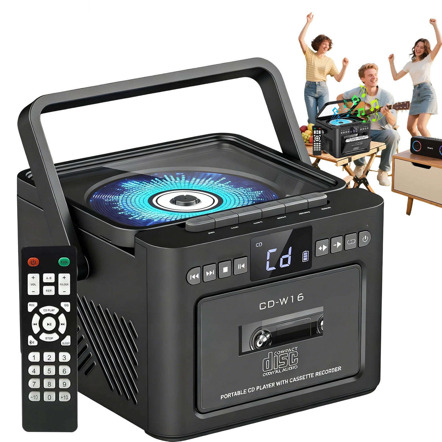 CD Přehrávač S Led Displejem Fm Rádio S Usb/aux/sd Kazetou