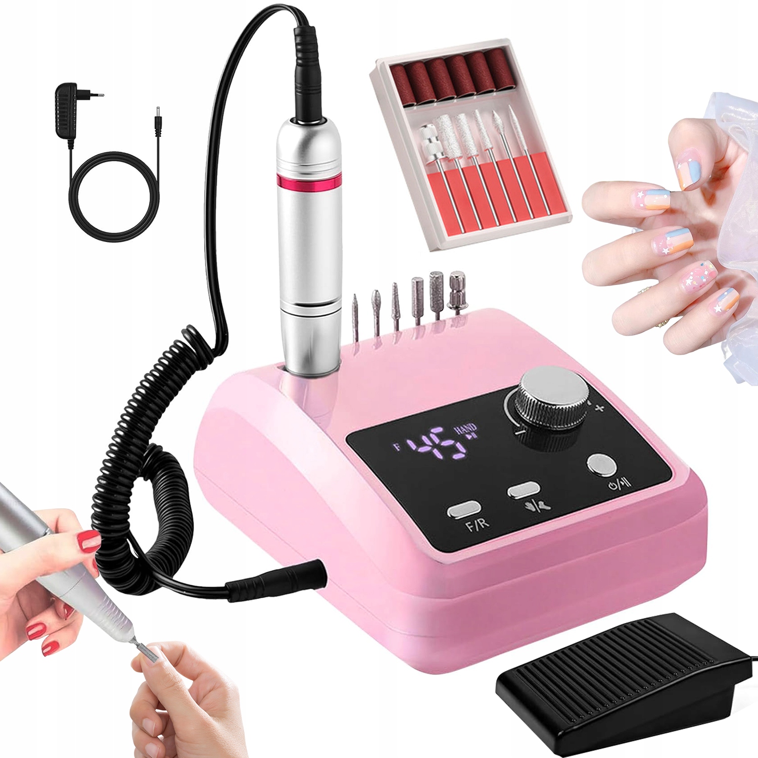 Elektrický Pilník Na Nehty S Nastavitelnou Rychlostí 45000 Rpm LCD