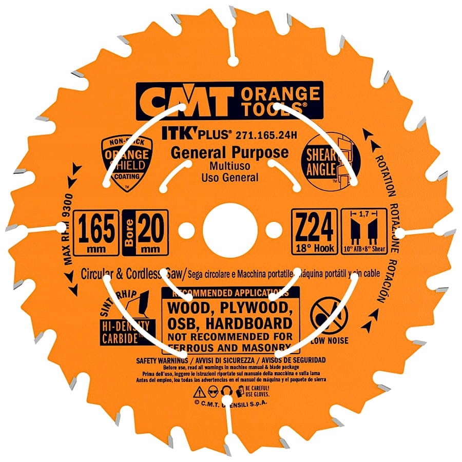 Tarcza Piła Cmt 271.165.24H 24z Do Cięcia Drewna Sklejki Osb 165 x 20 mm
