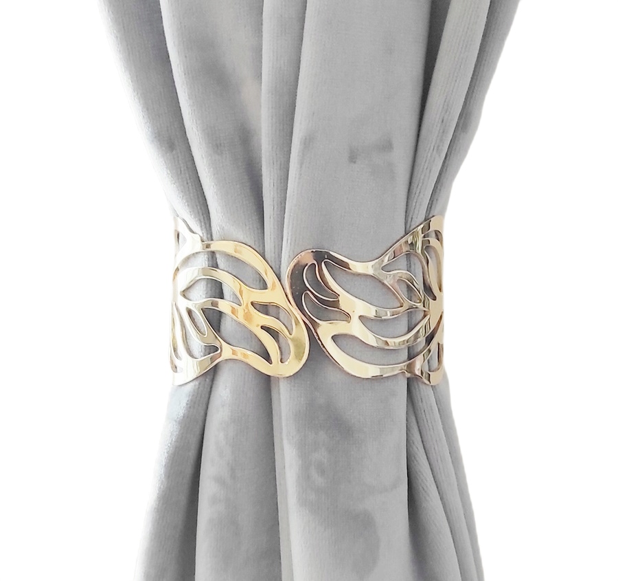 

Złota Klamra Spinka Do Firan Zasłon Liść Ażur