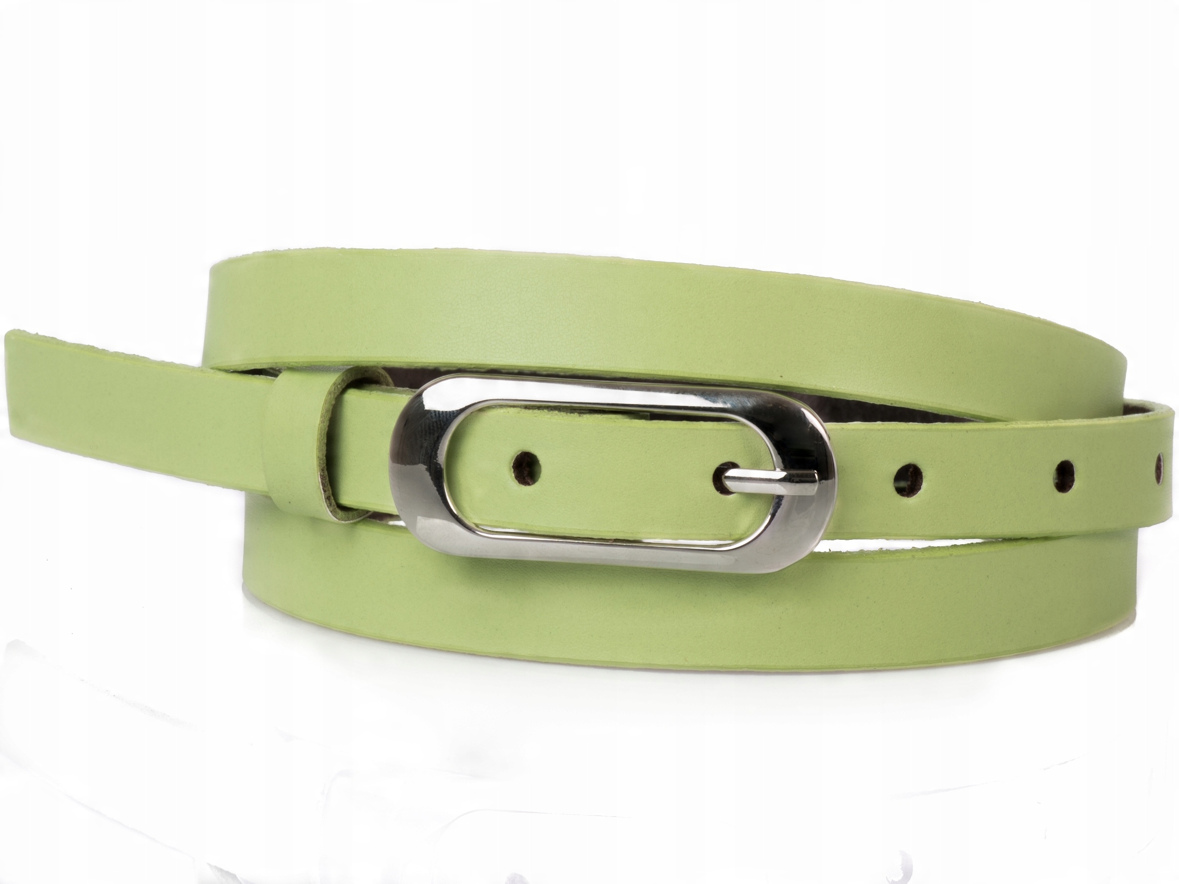 

Damski Skórzany pasek 1,5cm Limonka |100obw