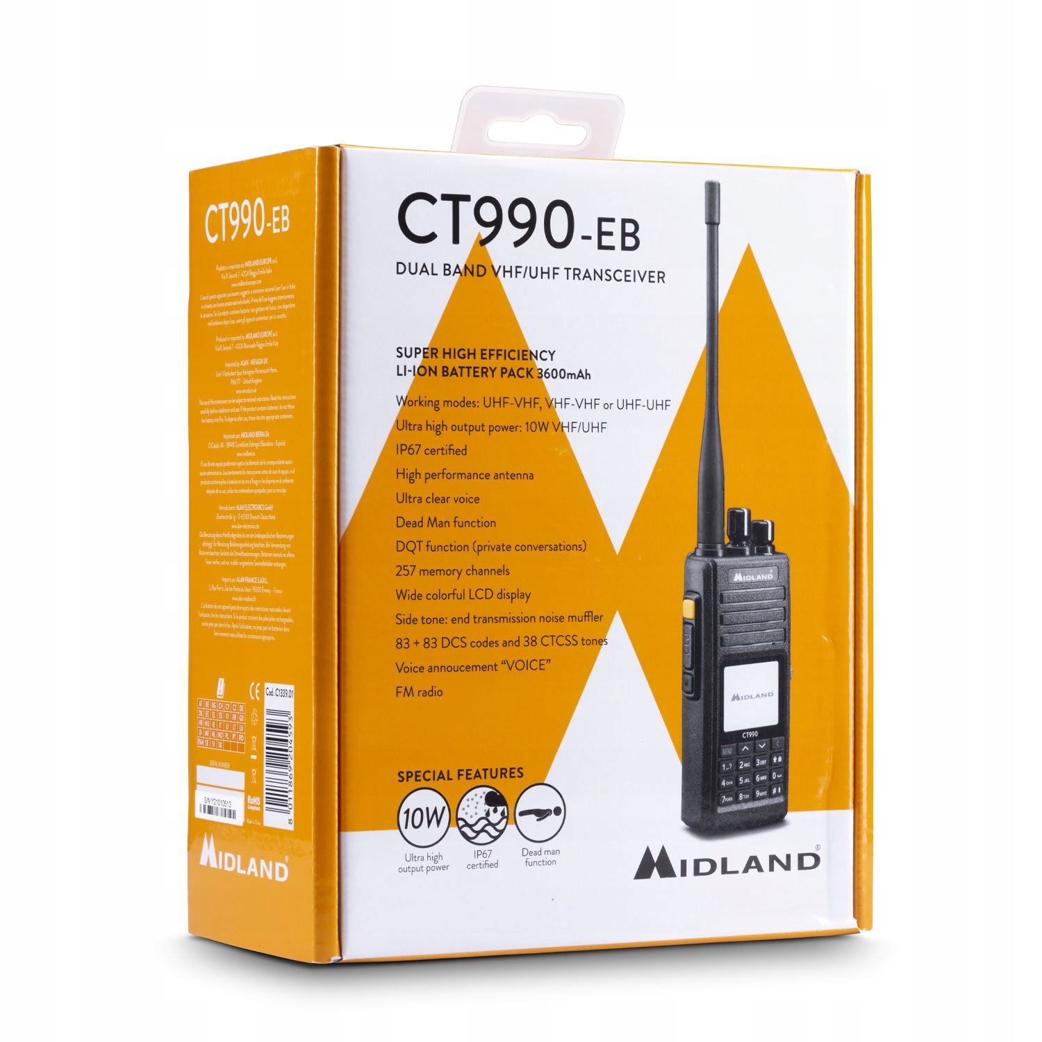 Midland CT990EB 3600mAh Rozblokowane VHF/UHF Marka Midland