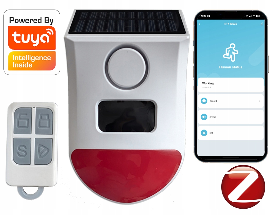 Rtx Venkovní alarmová siréna s Pir solárním dálkovým ovládáním ZigBee Tuya