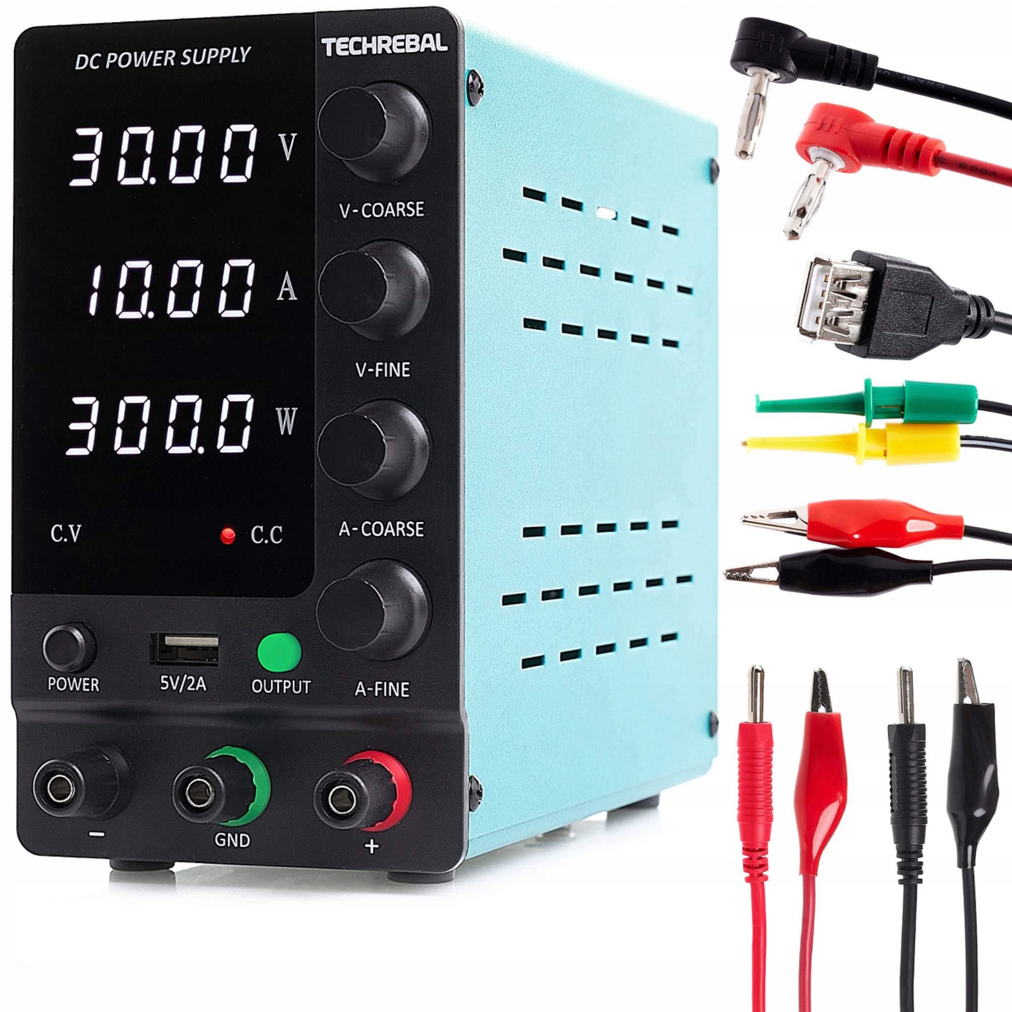 Servisní Laboratorní Napájecí Zdroj Techrebal SPS-C3010 30V 10A Usb 5V Kabely