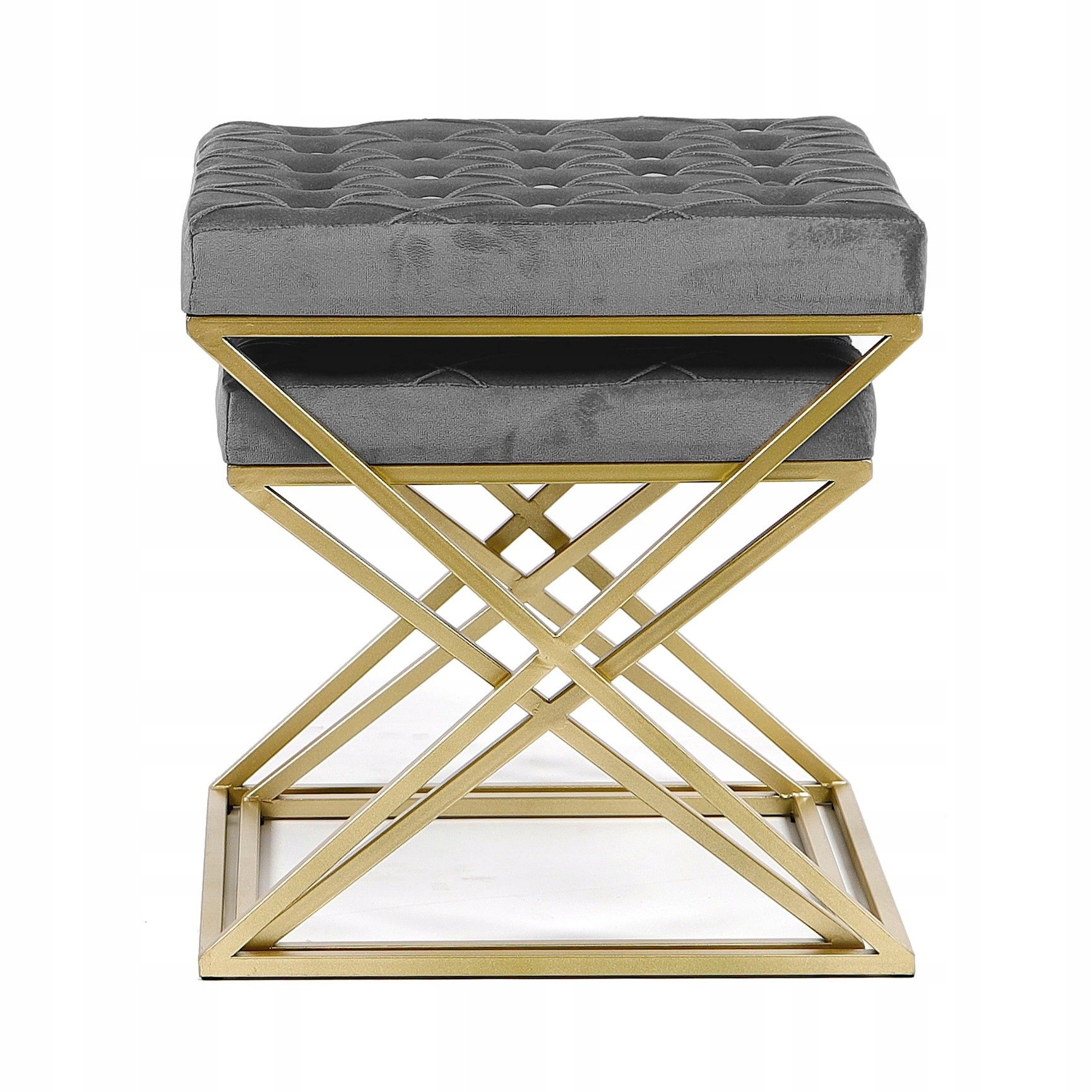 Pufa Welurowa Złota Szara Welur 37 + 46cm 2w1 Marka Messa Home