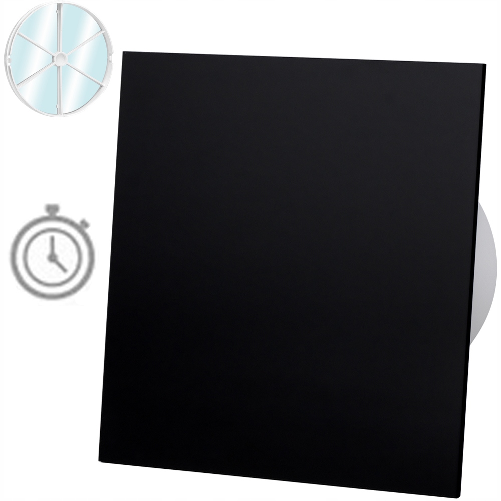 Ventilátor Plexi Černý Lesk Časový Spínač Časovač Zpětný Ventil Fi 100