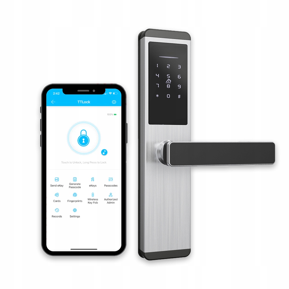 Smart Elektronický zámok Pin kľučka, karta TTLock Bluetooth