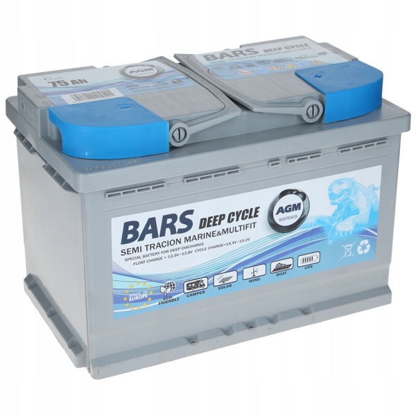 Akumulator Bars Marine Agm Deep Cycle 12V 75Ah L3 P+ BM75