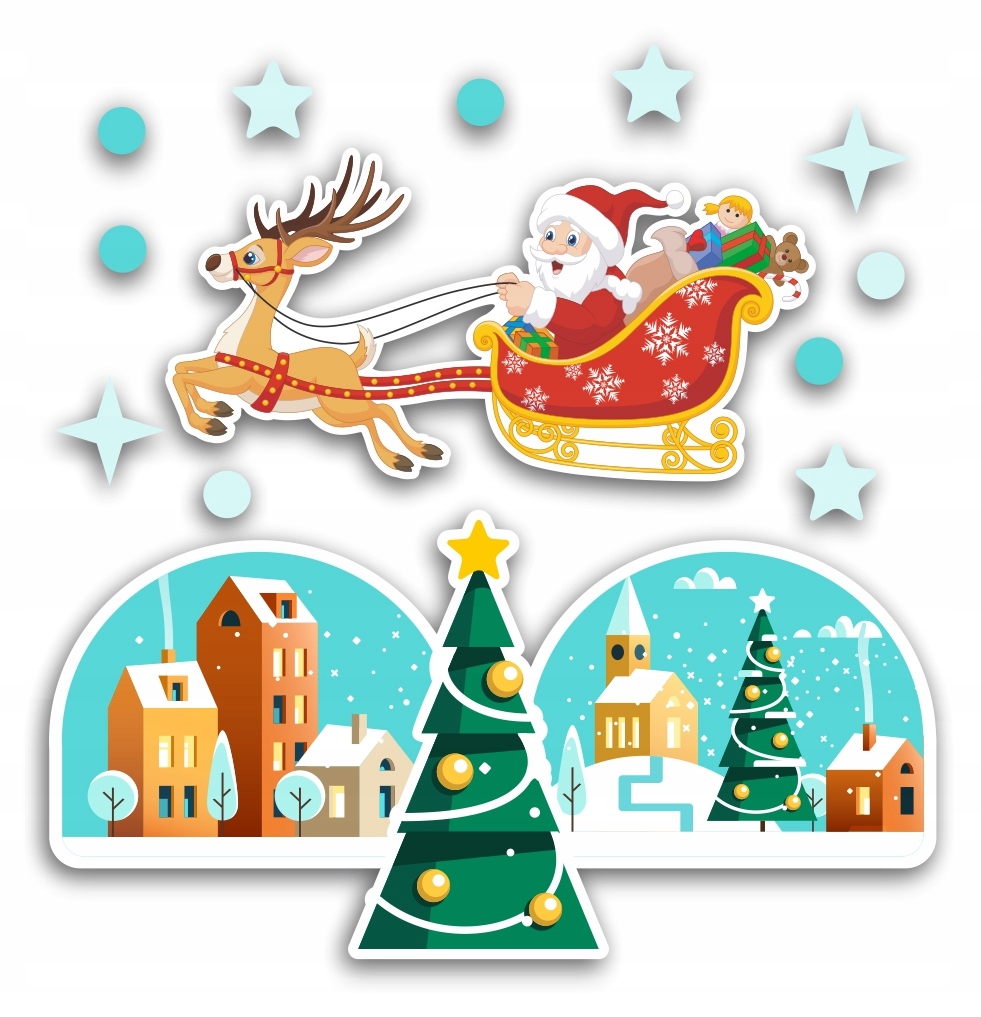 DEKORACJA ZIMOWA Świąteczna MIKOŁAJ RENIFERY CHOINKA WBN4