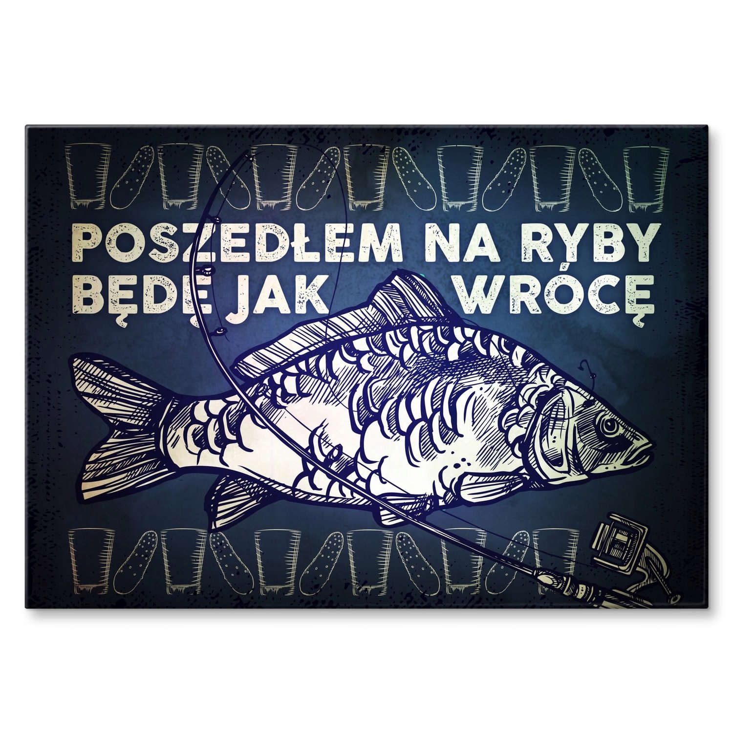 Kovový plakát Šel jsem na ryby Dárek 22 x 31 cm