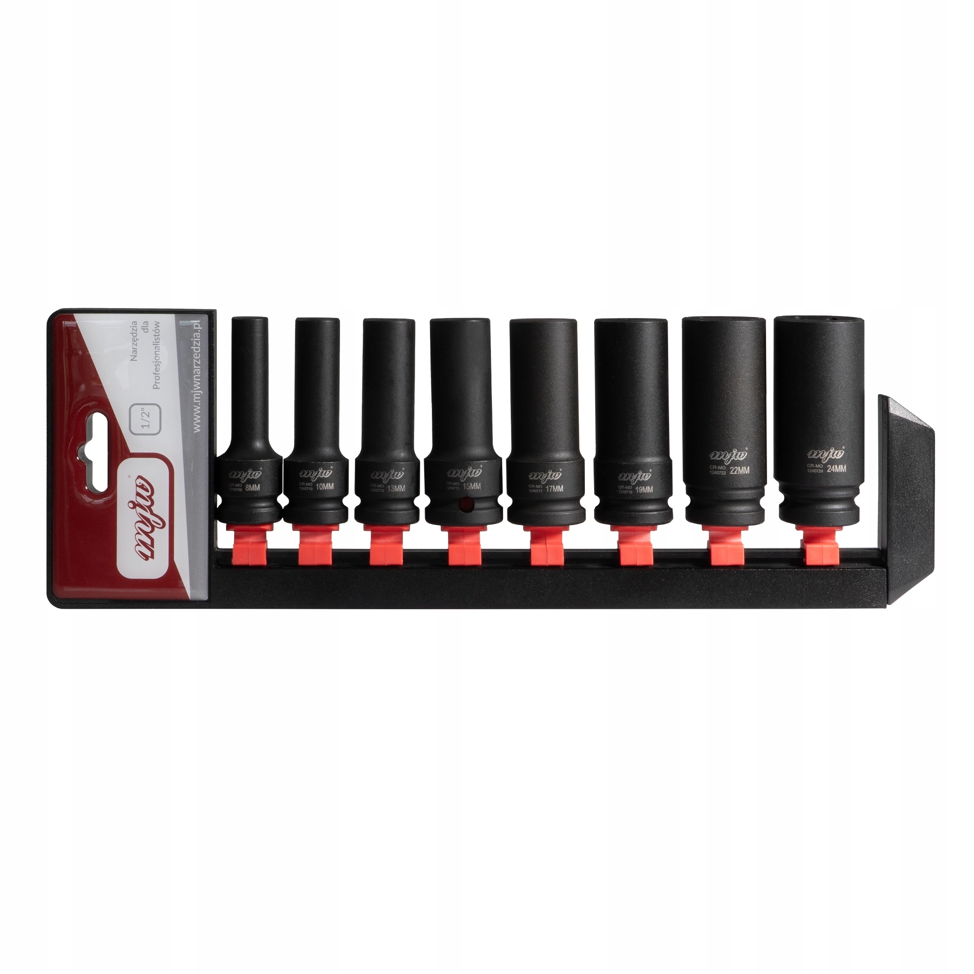 MJW Zestaw nasadek udarowych długich 1/2" 6-kąt Waga produktu z opakowaniem jednostkowym 1.73 kg