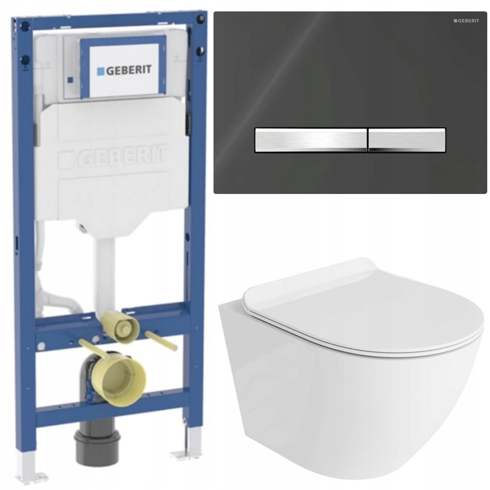 Geberit Zestaw Podtynkowy Wc Lavita Miska Wisząca Rimless Przycisk Czarny
