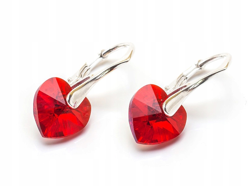 

Srebrne Kolczyki 925 z kr. Swarovski Serca 10 Lsab