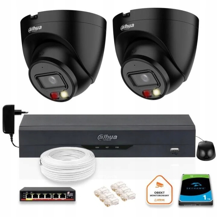 Sada Ip monitoringu 2x IPC-HDW1439V-A-IL-BLACK 4mpx Dahua