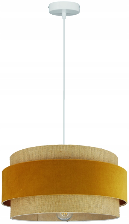 Moderní závěsná lampa Boho Duo Juta s hořčicově medovým velurem