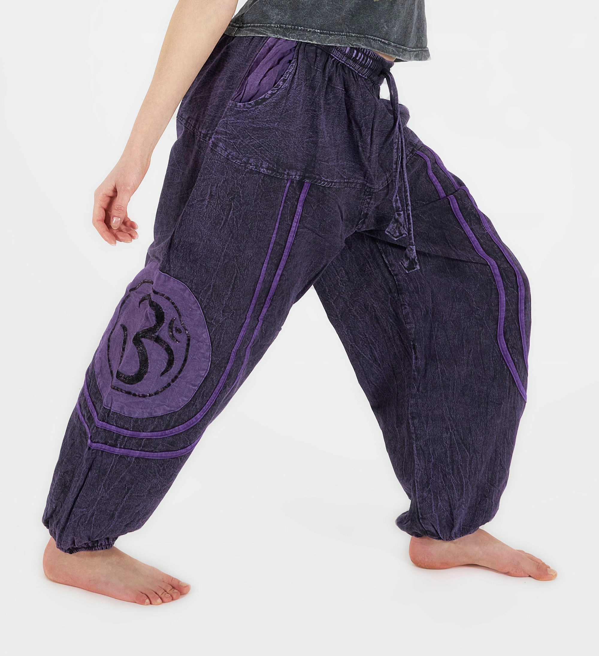 Kalhoty baggy volné aladinky se symbolem Om přetíratelné hippie etno