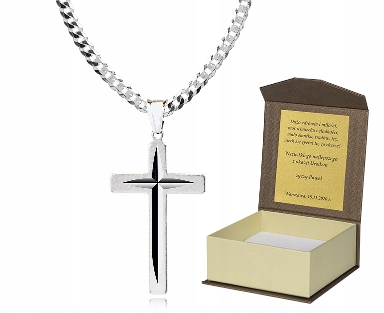 925 Stříbrný řetízek s křížkem Dedikace 50 cm P2K4