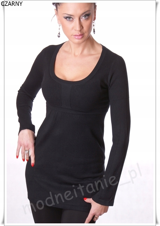 LUŹNA gładka ELEGANCKA tunika SUKIENKA 715# Rękaw długi rękaw