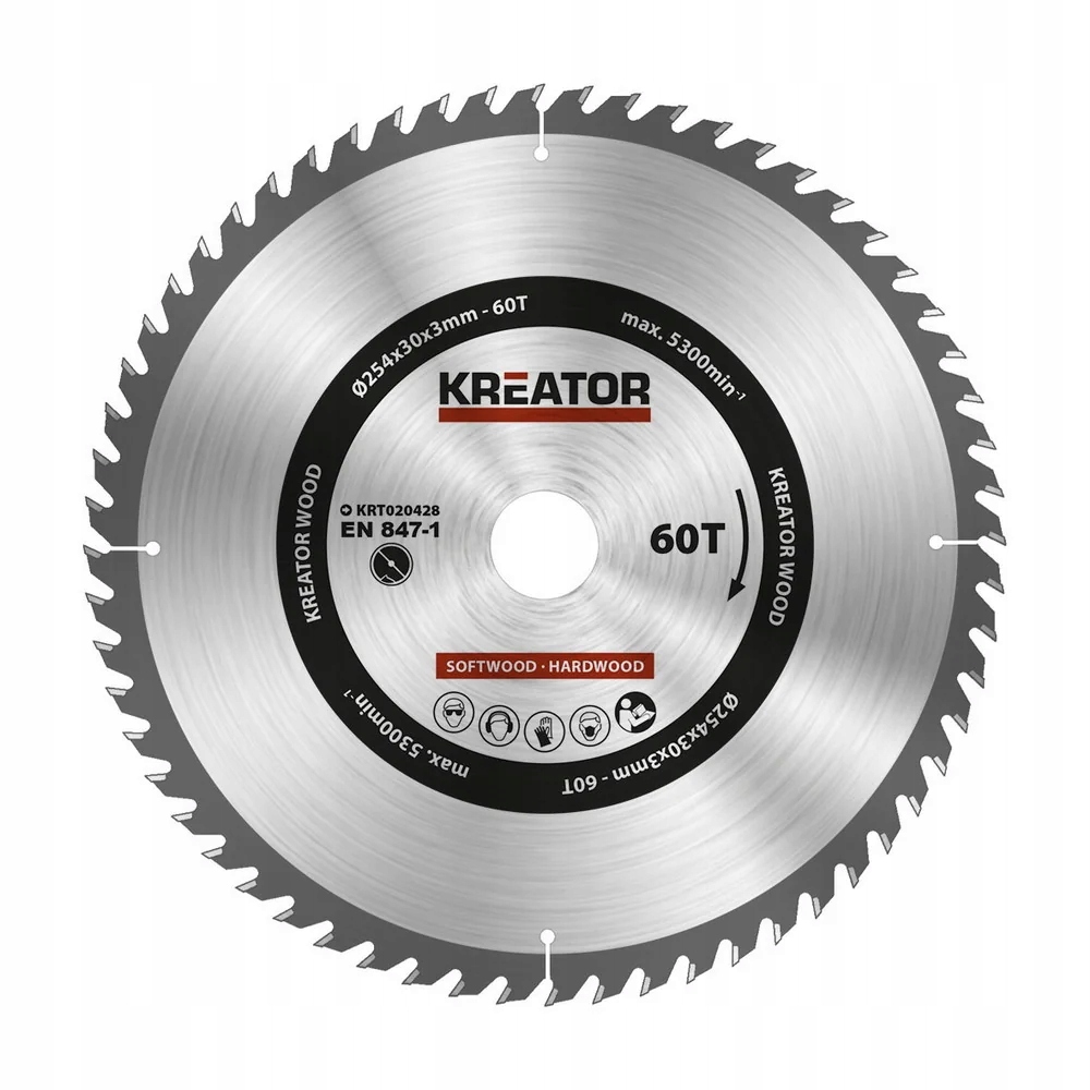 Kreator KRT020428 Pilový kotouč na dřevo 254mm, 60T
