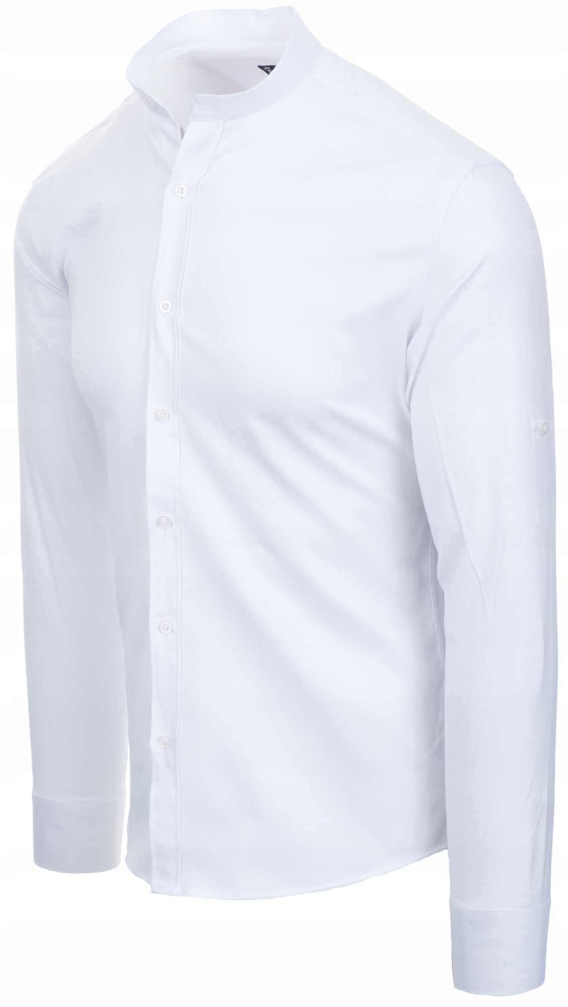 Koszula męska biała stójka SLIM FIT STRUKTURA- 3XL Rękaw długi rękaw