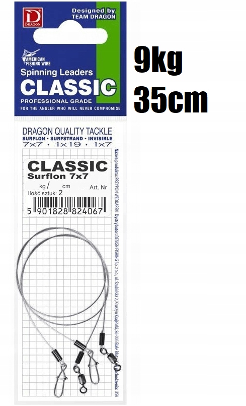 Przypon Dragon Classic 7x7 Surflon 9kg 35cm 2szt