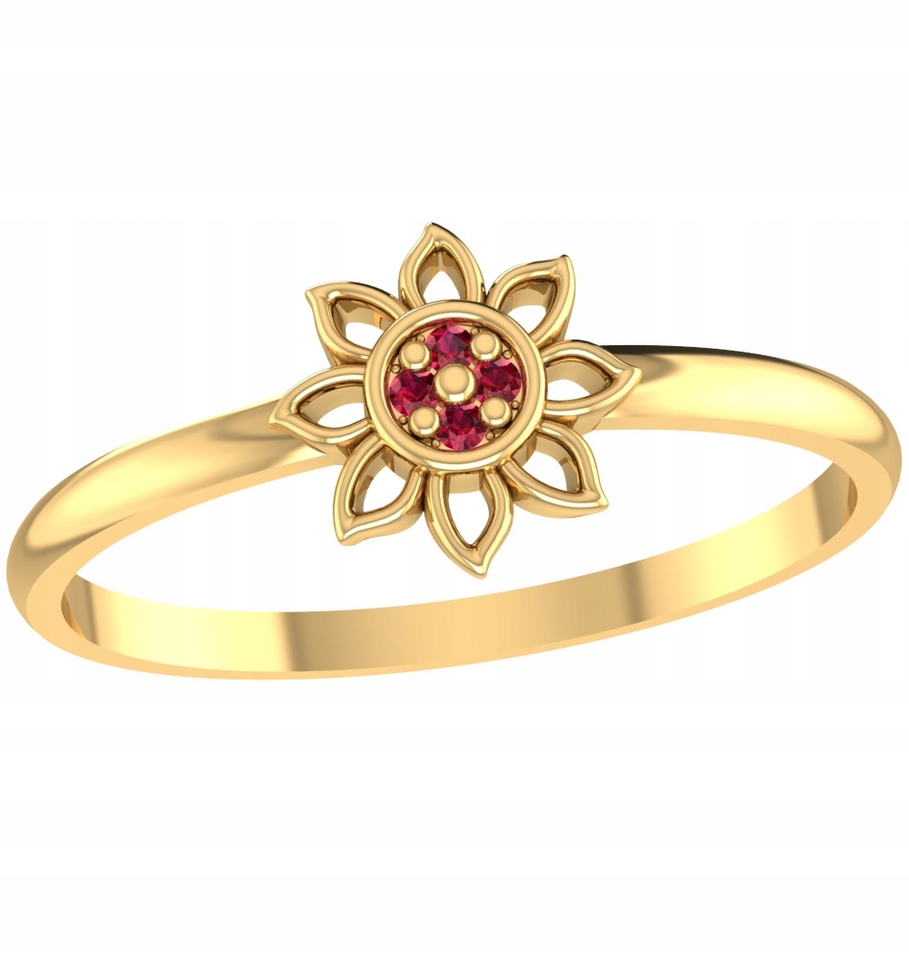 Zlatý Prstýnek Slunce S Rubíny 585 Zásnuby