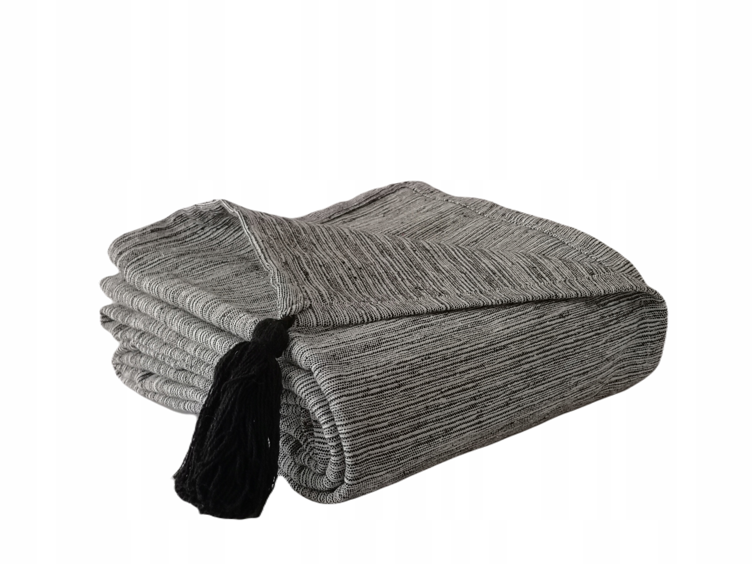 Narzuta bawełniana boho loft Carmen 150x200 chwosty pled melanż czarna