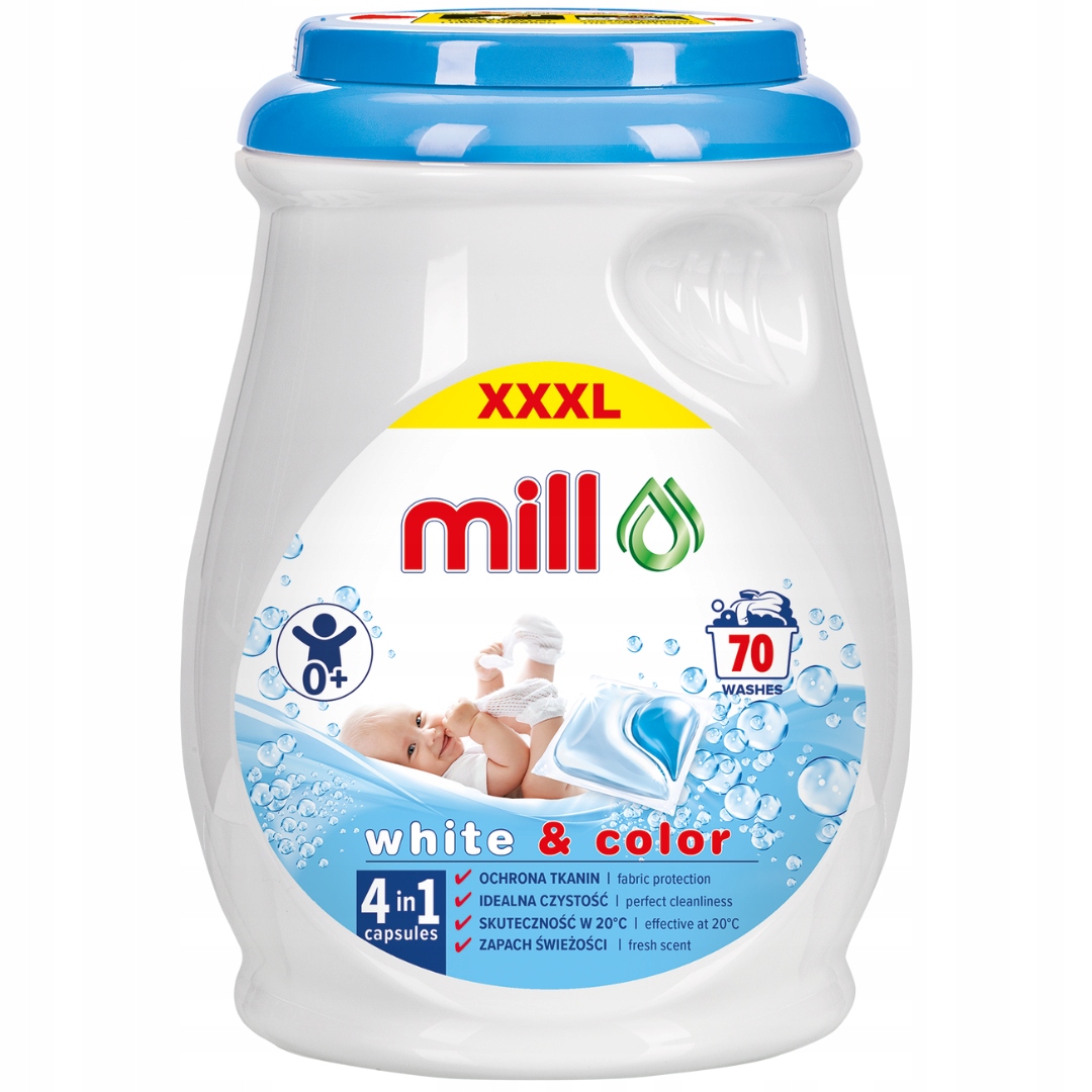 Levně Mill Professional Baby Kapsle na praní bílého a barevného prádla 70 ks