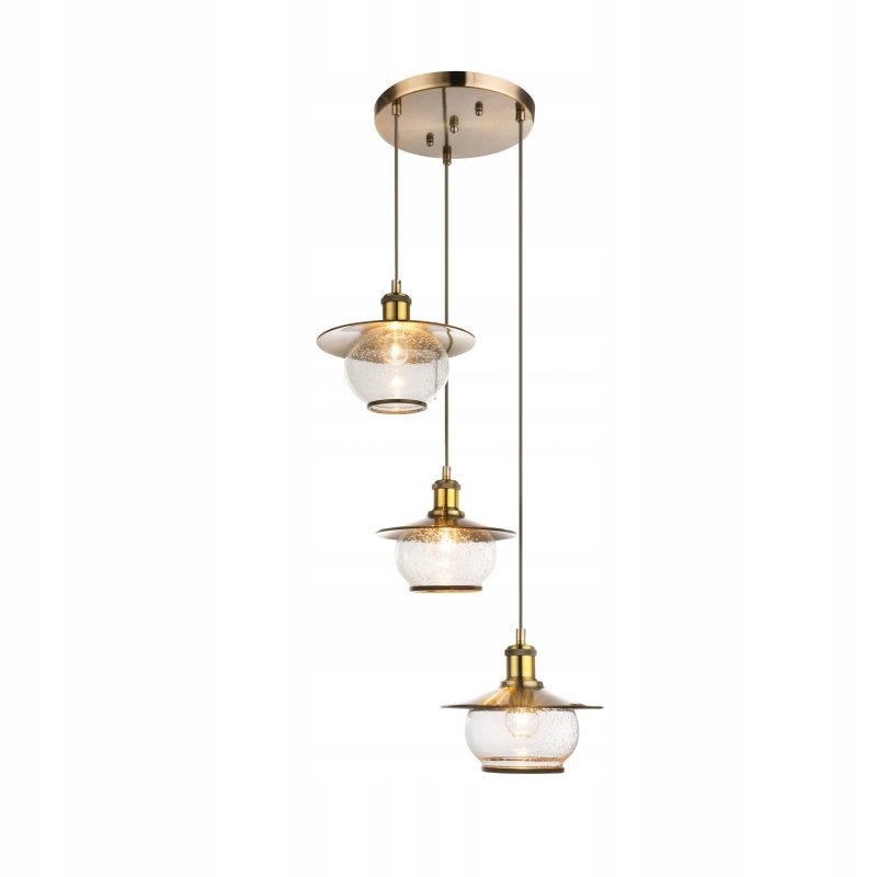 Závesná lampa Globo Nevis vintage s tromi žiarovkami E27 60W, hnedá