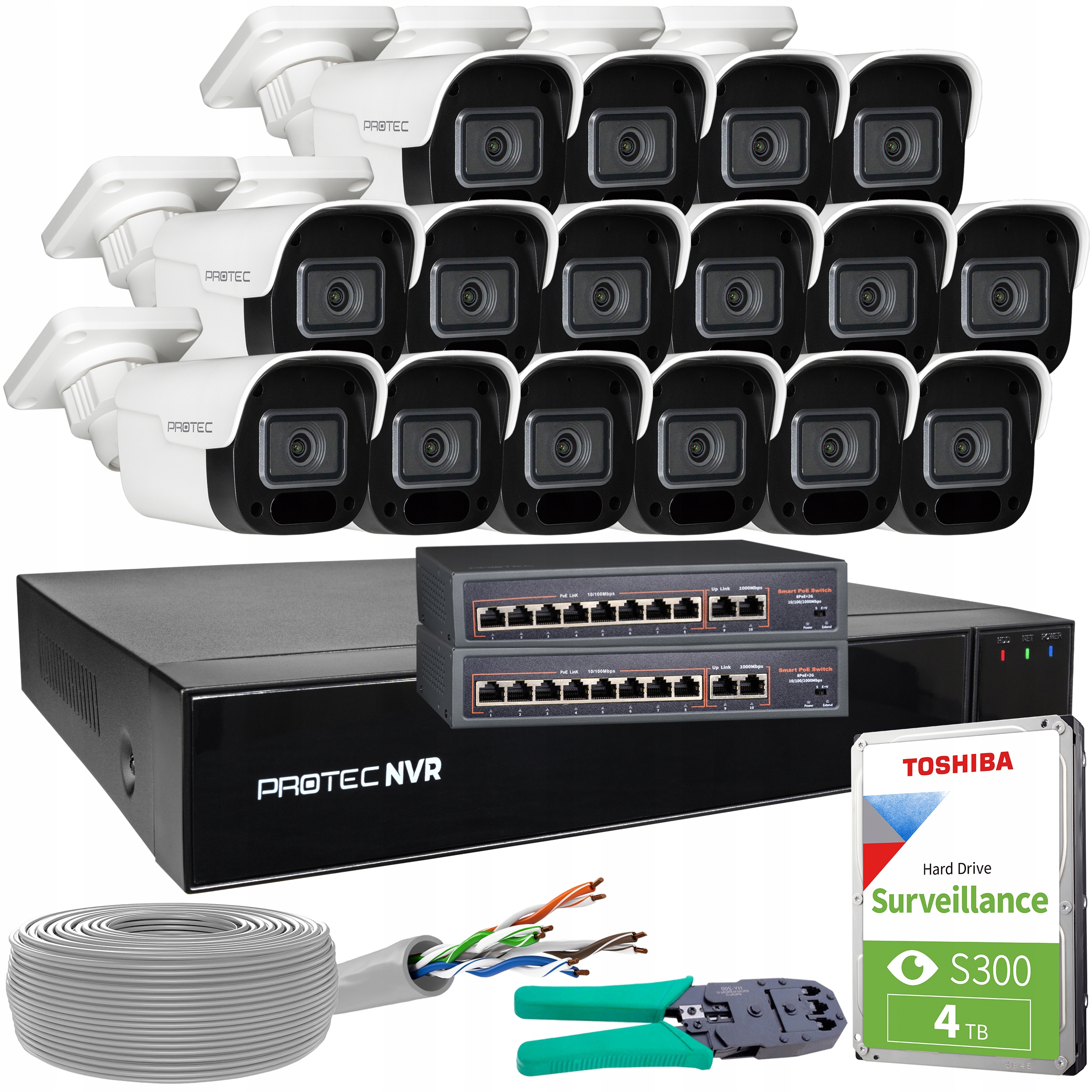 pełny Monitoring Firmy 16 Kamer Ip Z Audio 4MPIX Dysk 4TB podgląd on-line