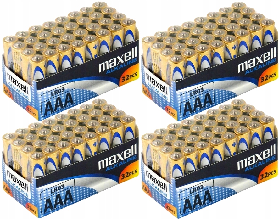 128x Alkalické Baterie Aaa R3 LR3 1,5V Silné Malé Prstíky Maxell