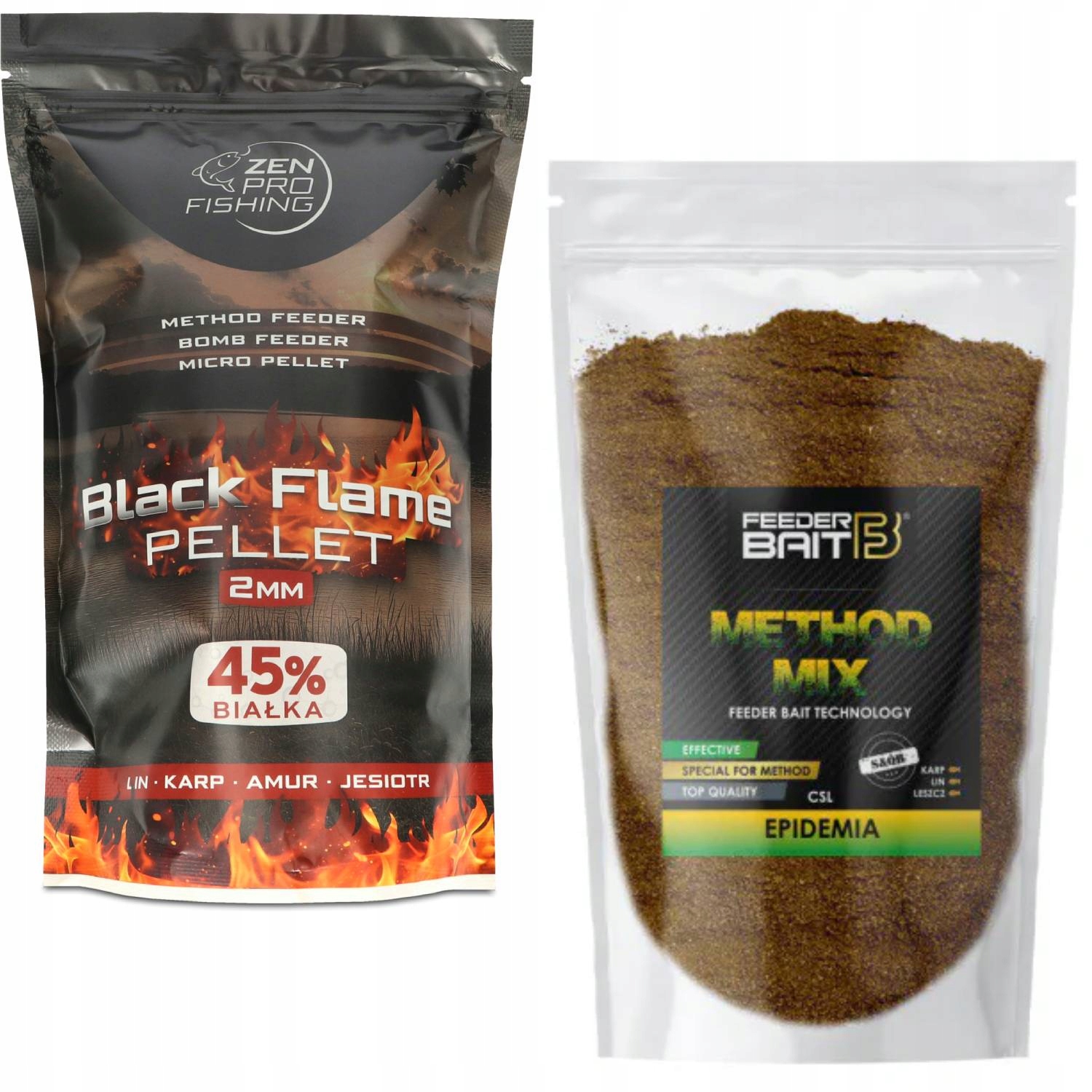 Zestaw Zen Pro Fishing Black Flame Pellet Method Mix Epidemia Feeder Bait