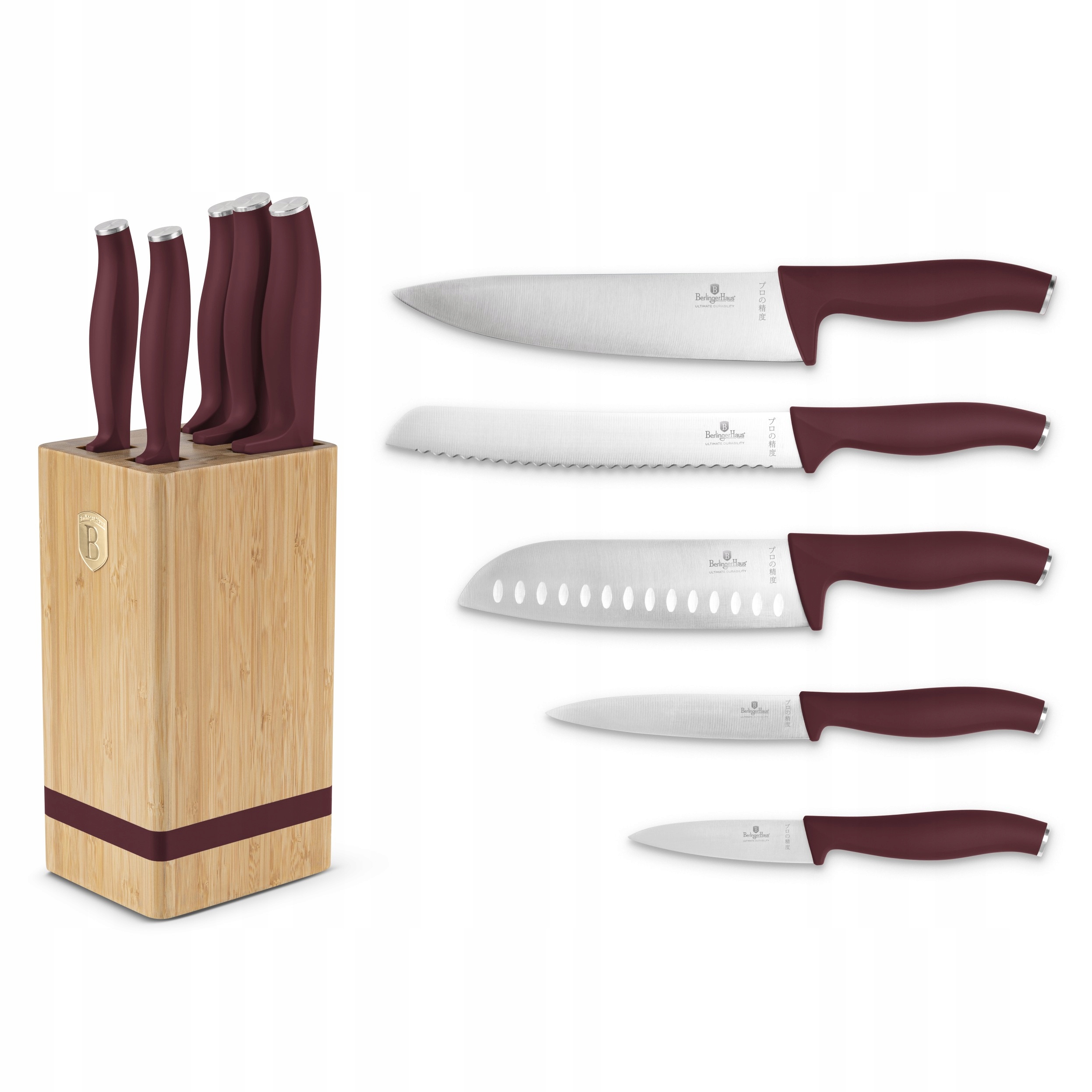 Sada 5 kuchynských nožov stojan, komplet v bloku, darček na parapetnú dosku