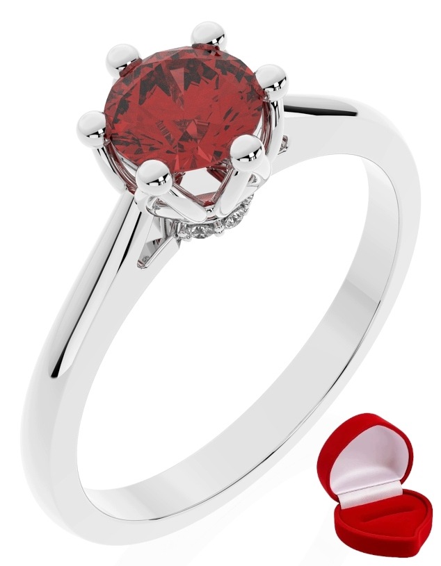 Zlatý Prstýnek 585 14k Rubín 0,50 ct Bílé Zlato R21