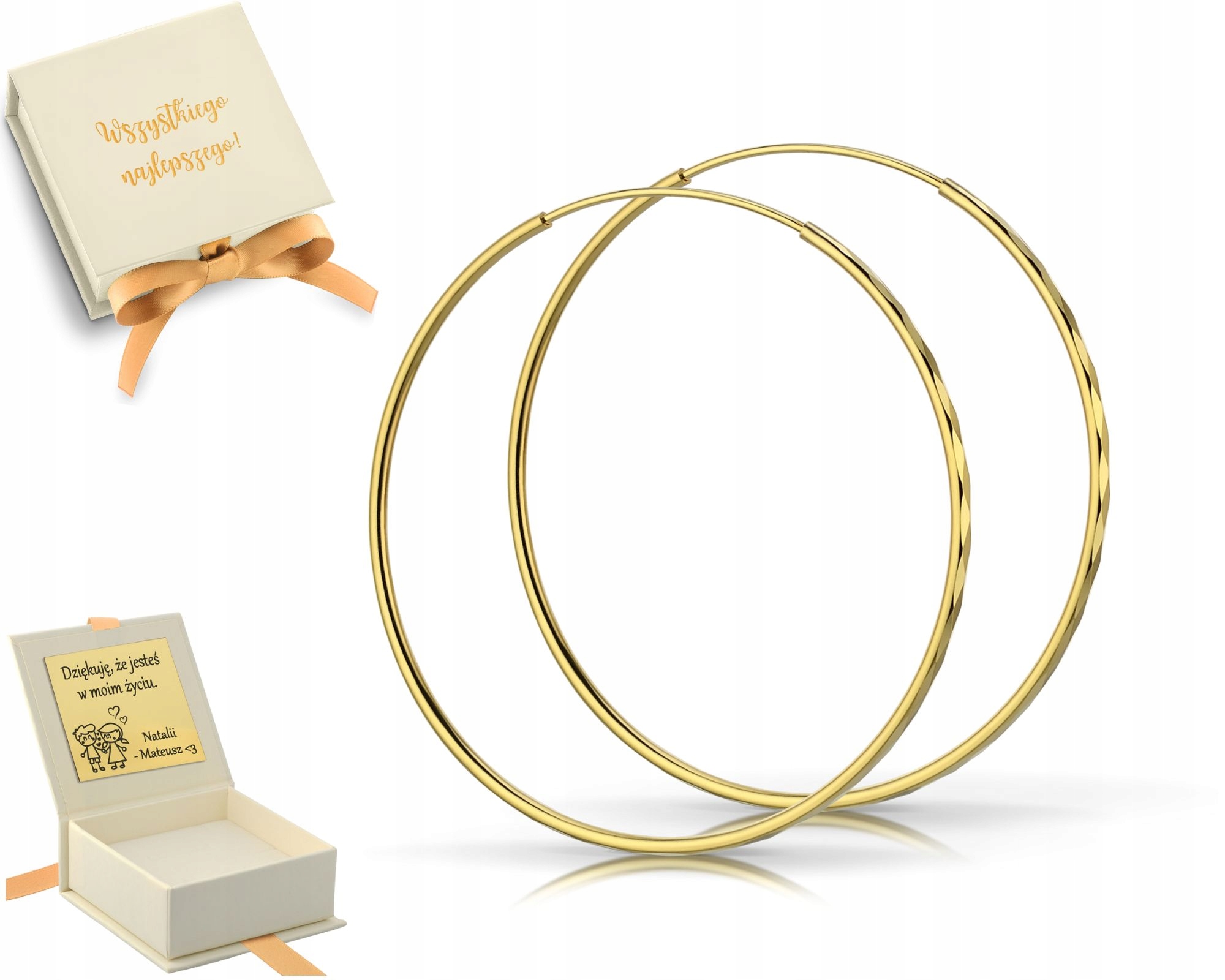 Náušnice Kola Pozlacené Ze Stříbra 925 Diamantové 4,3 CM 43 MM Gravírování