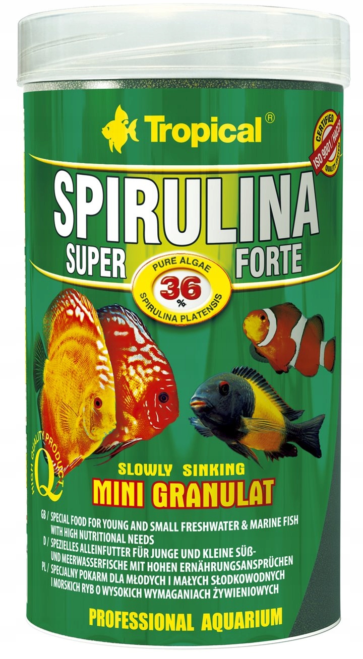 Levně Tropical Spirulina Forte Mini Granule Krmivo Pro Ryby 140 G 0,25 L