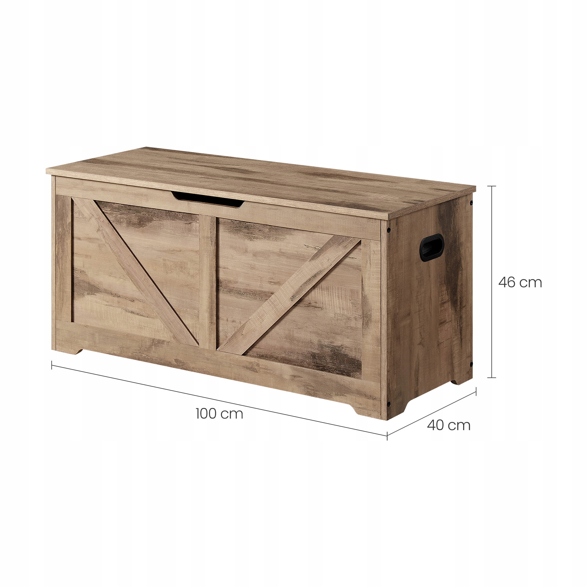 Skrzynia siedzisko industrialna retro rustykalny beż Wysokość mebla 46 cm