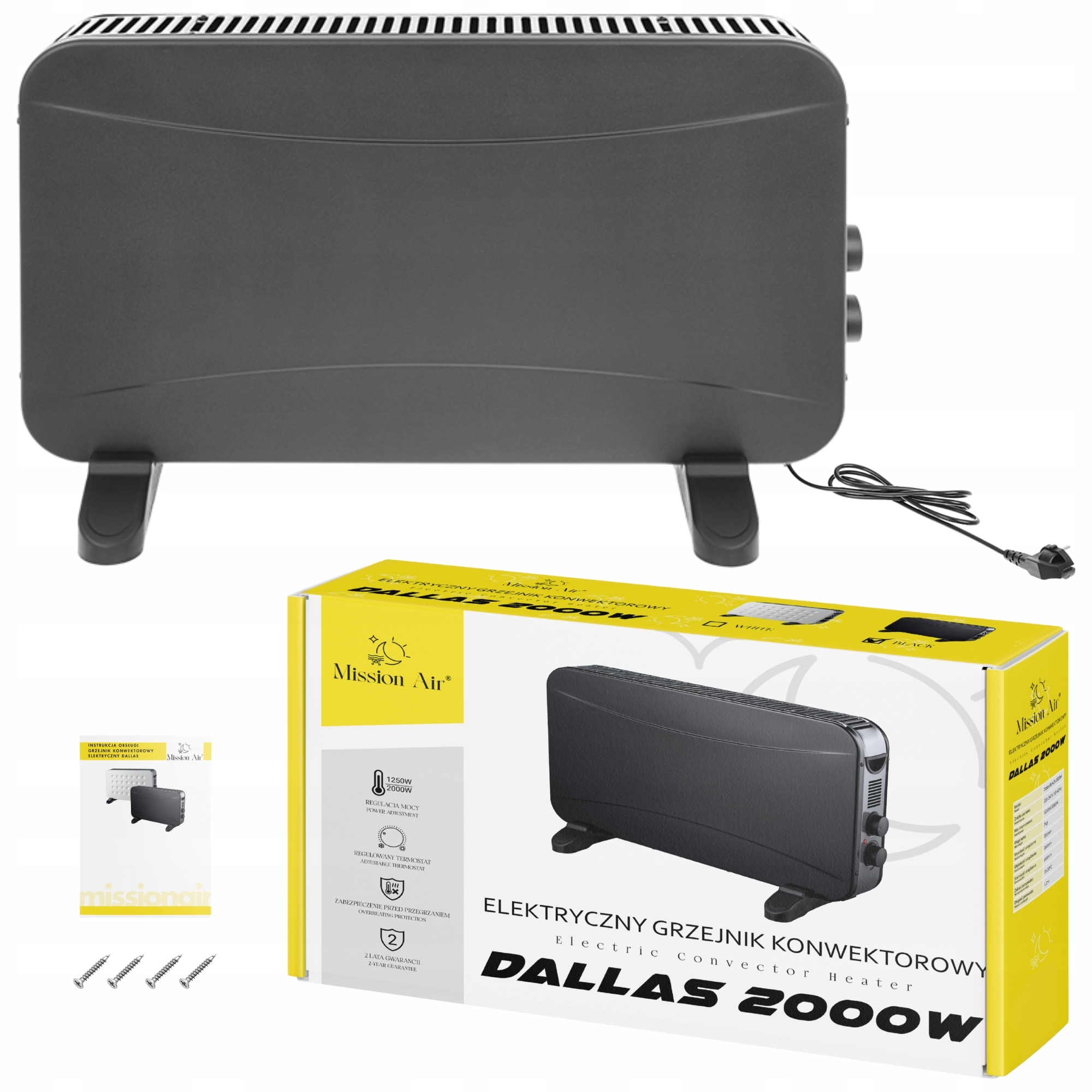 Elektrický Konvektorový ohřívač energeticky úsporný přenosný Termostat 2000W